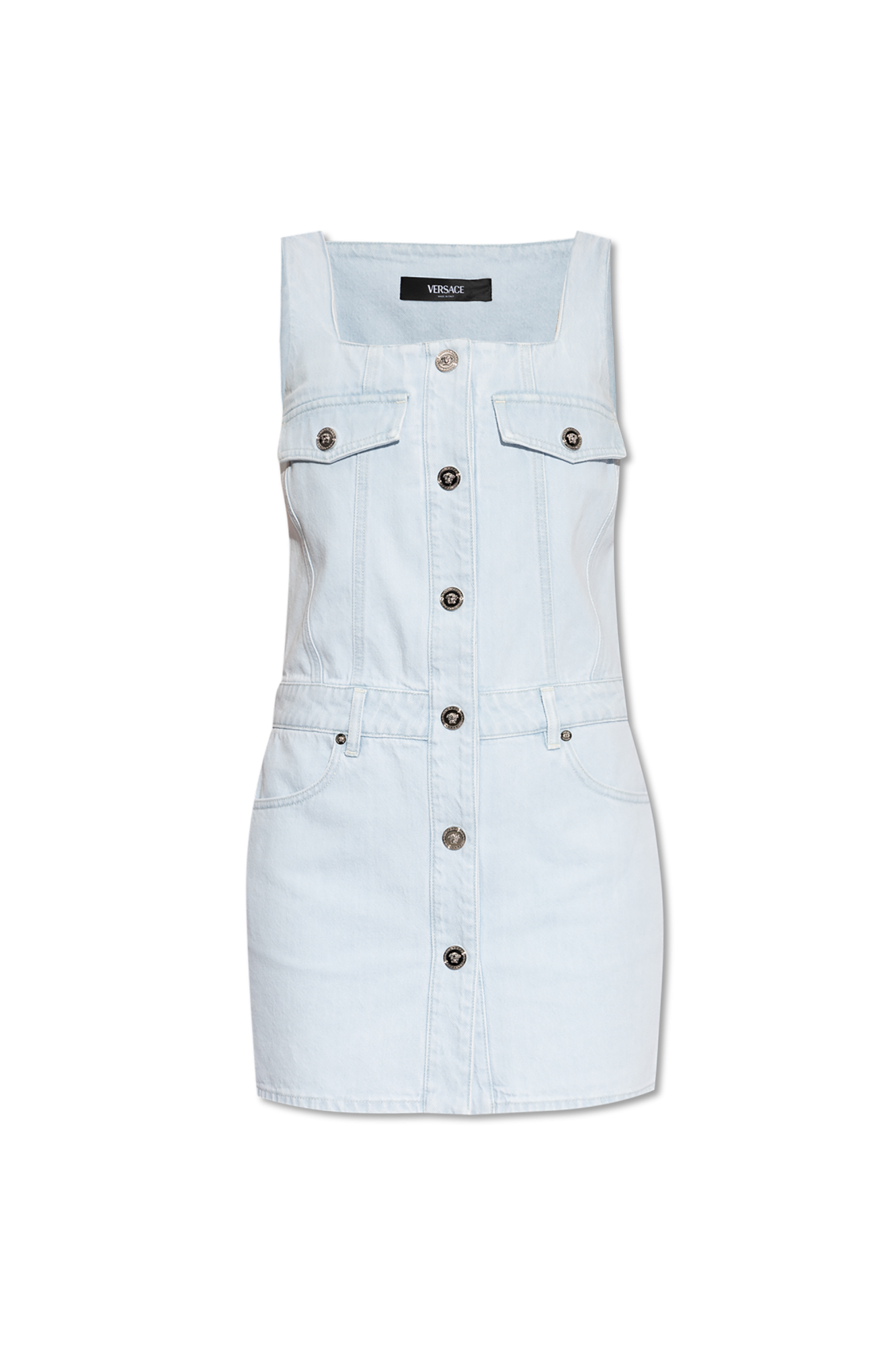 Versace Blue Striped Poplin Dress